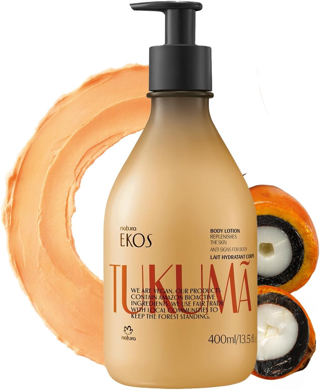 Ekos Tukuma Body Moisturizer - Replenishing - For Dry Skin - Fast Absorption - 100% Vegan - Cruelty Free - 400ml Pump Bottle