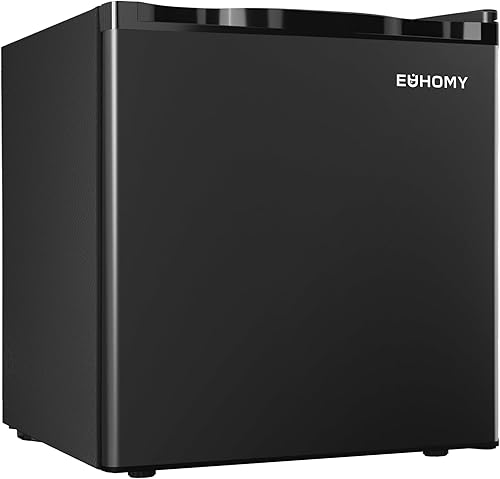 EUHOMY Mini refrigerador de 1.7 pies cúbicos con congelador, refrigerador compacto reversible de una sola puerta, termostato ajustable, ahorro de