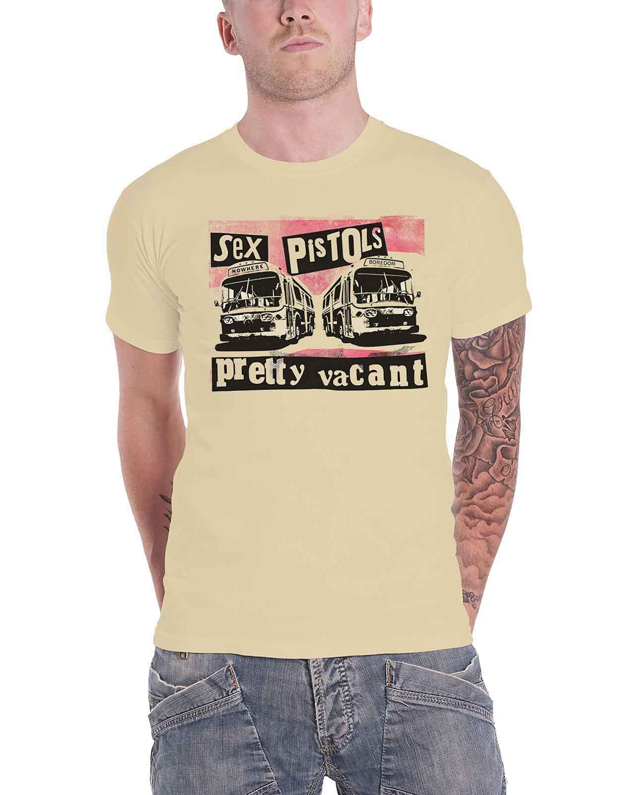 The Sex Pistols T Shirt Pretty Vacant Band Logo Official Mens Sand XL