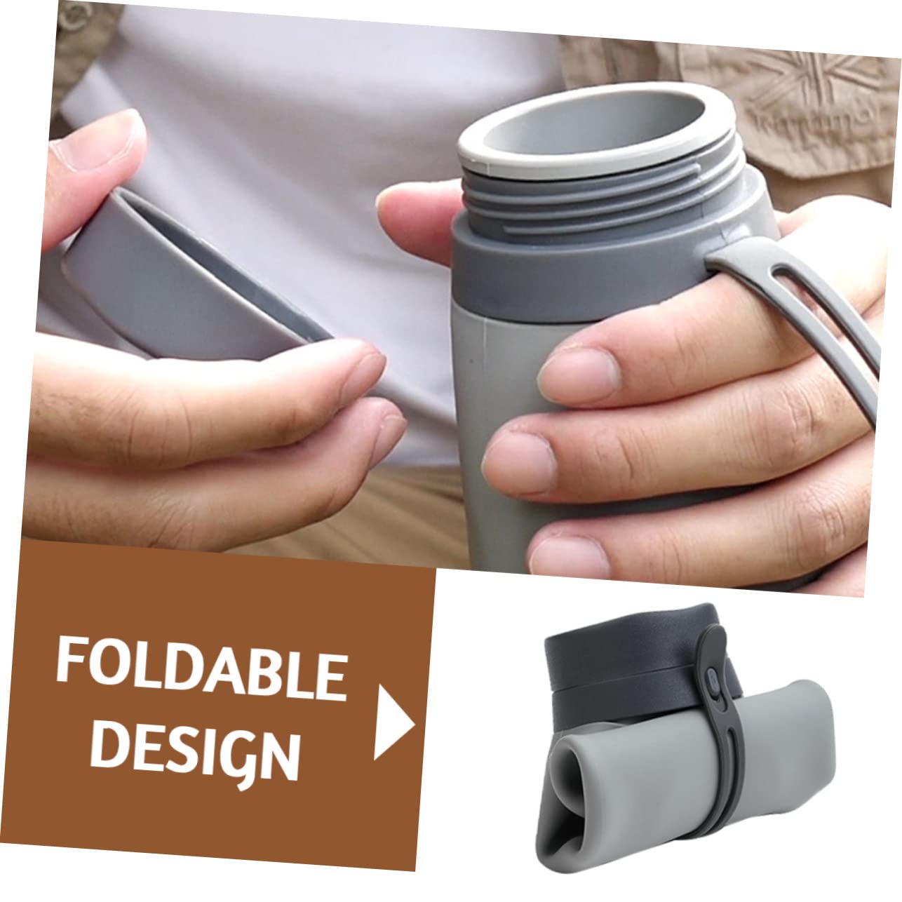 MILISTEN Reisenwasserkessel Faltbare wasserflasche Foldable Water Bottle Krüge Wasserflaschen Wandern zusammenklappbare Wasserbecher Faltbecher Kieselgel Grey Wiederverwendbar