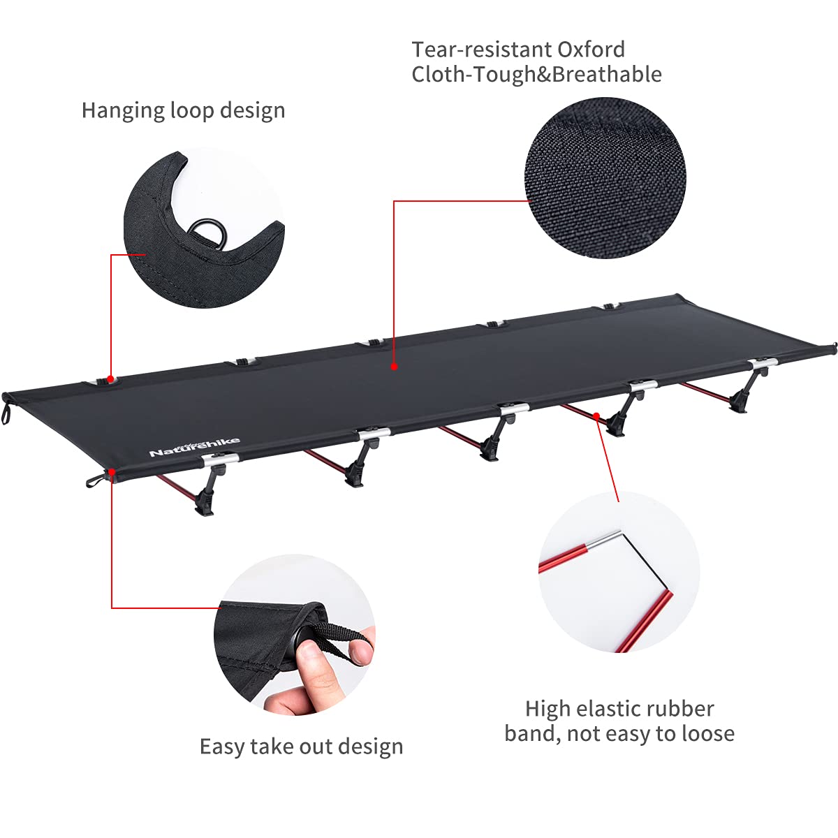 Naturehike Letto Pieghevole Alluminio Letto Ultraleggero Singolo Lettino da Campeggio Portatile Ufficio Letto Pisolino per Il Campeggio e Trekking Giardino