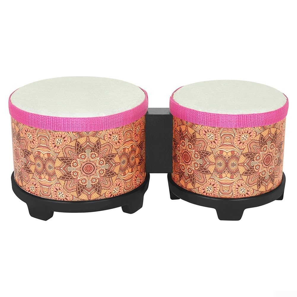 ReachMall Bongo Tambour à main éducatif pour tout-petits en caoutchouc ABS son lumineux facile à jouer de la musique (texture orange)