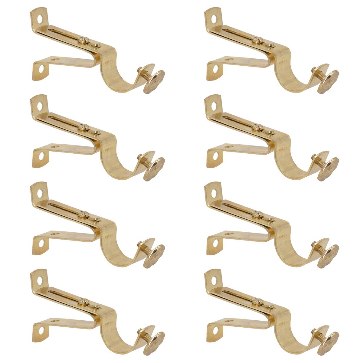 AddGrace 8 Pack Curtain Rod Bracket Adjustable Single Curtain Rod Holder for 3/4" Rod (Gold)