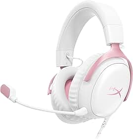 HyperX Cloud III – Wired Gaming Headset, PC, PS5, Xbox Series X|S, Angled 53mm Drivers, DTS, Memory Foam, Durable Frame, Ultra-Clear 10mm Mic, USB-C, USB-A, 3.5mm – Pink