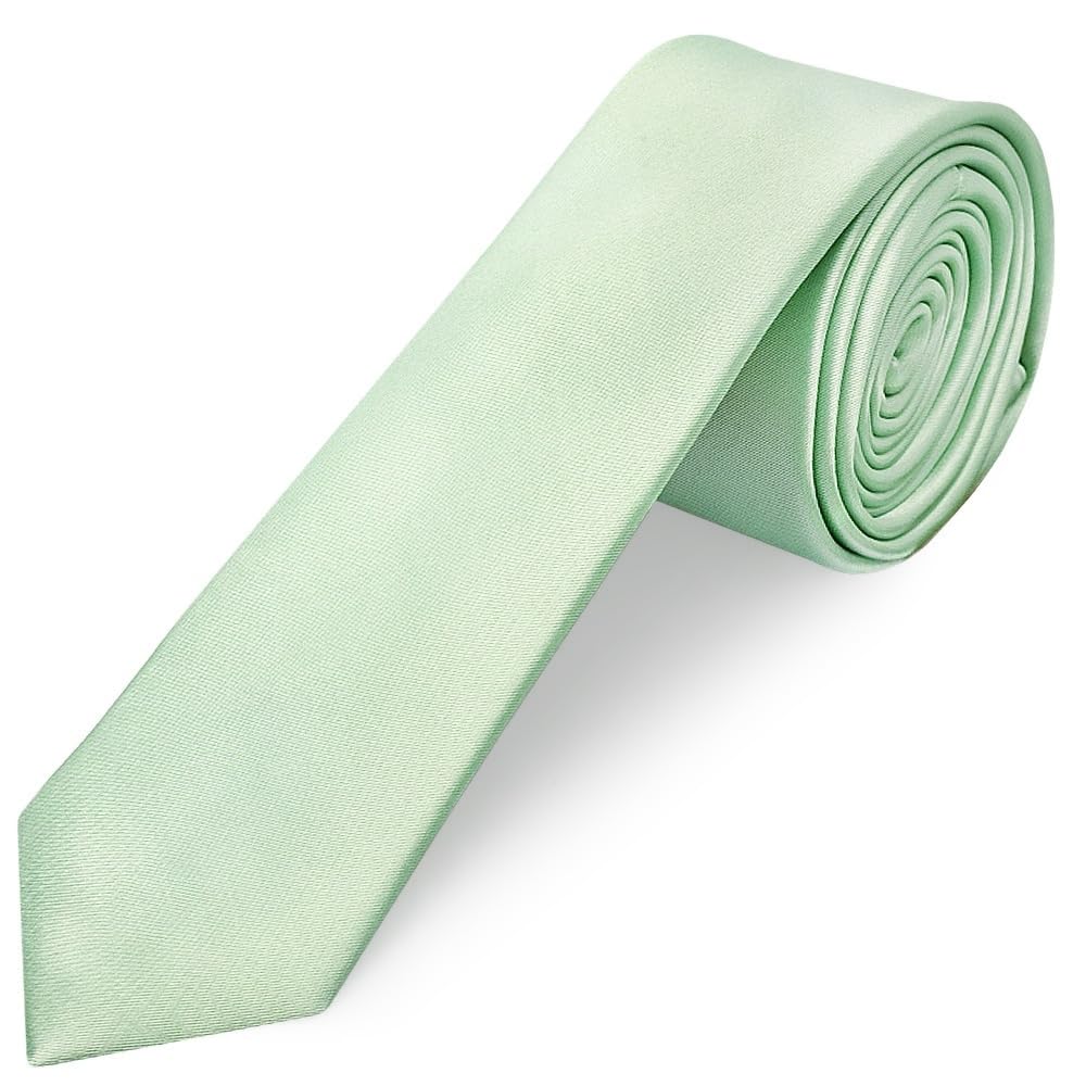TIES R US Pale Mint Satin Skinny Men's Tie