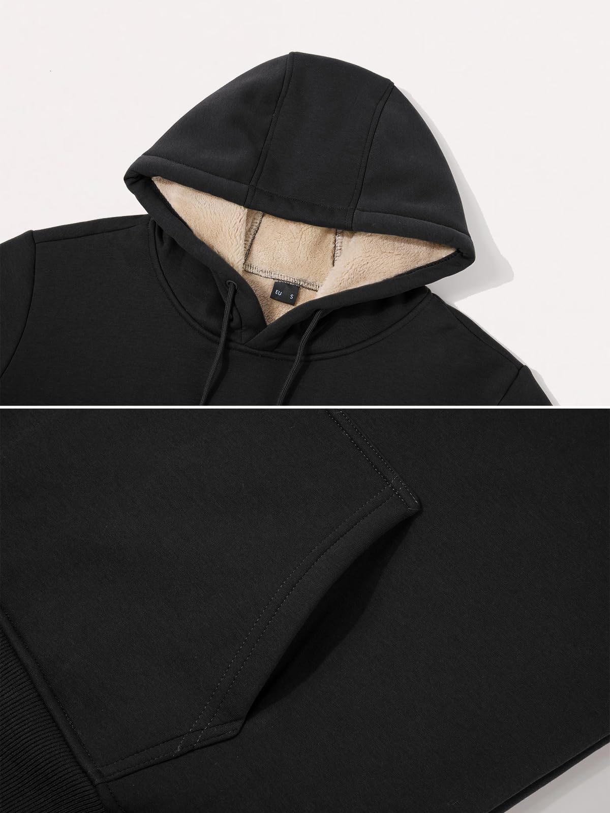 Tansozer Hommes Capuches Chaudes Doublées en Polaire Sweatshirts d'hiver à Capuche Thermique Pullover
