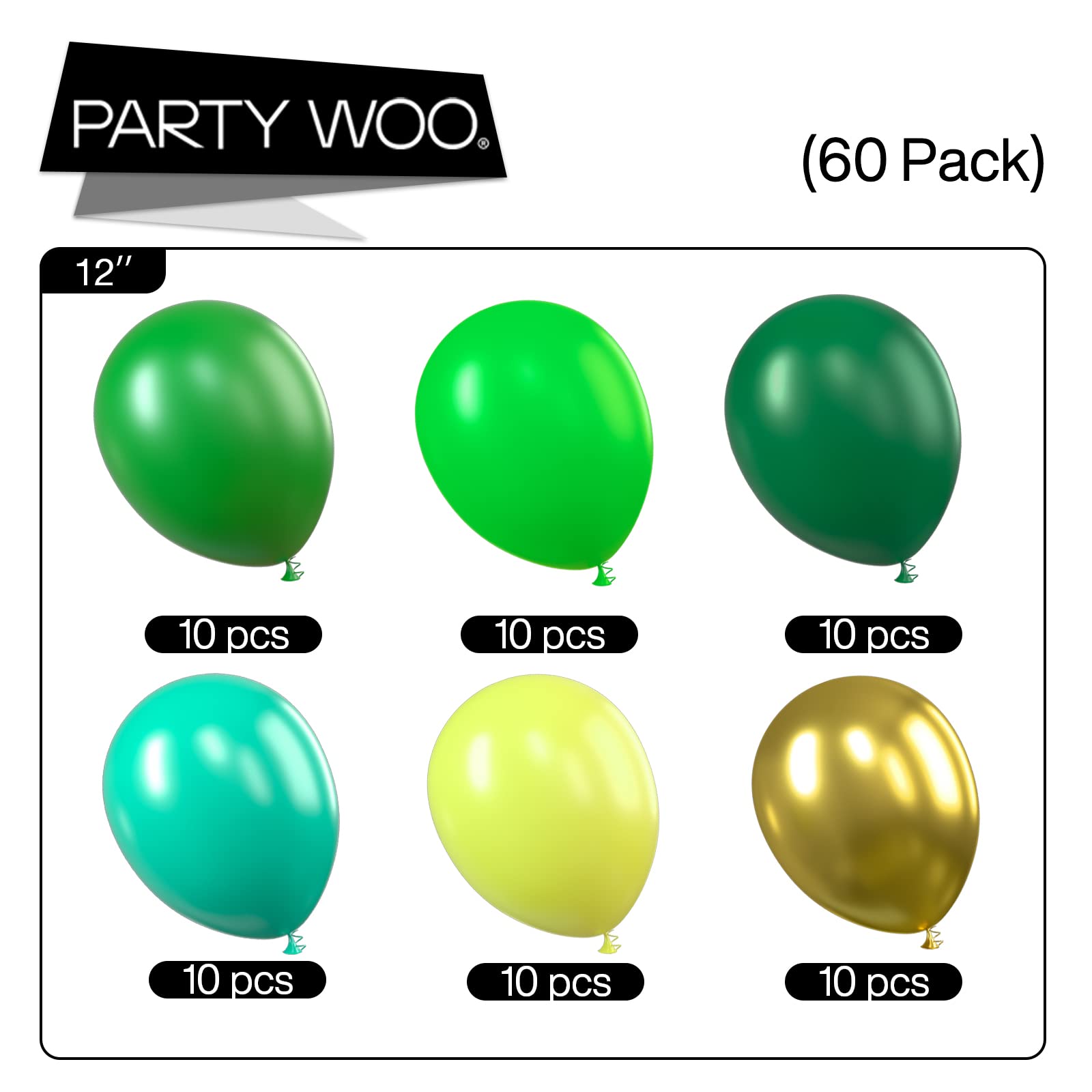 Buy PartyWoo Green Balloons, 60 pcs 12 inch Lime Balloons, Dark Green