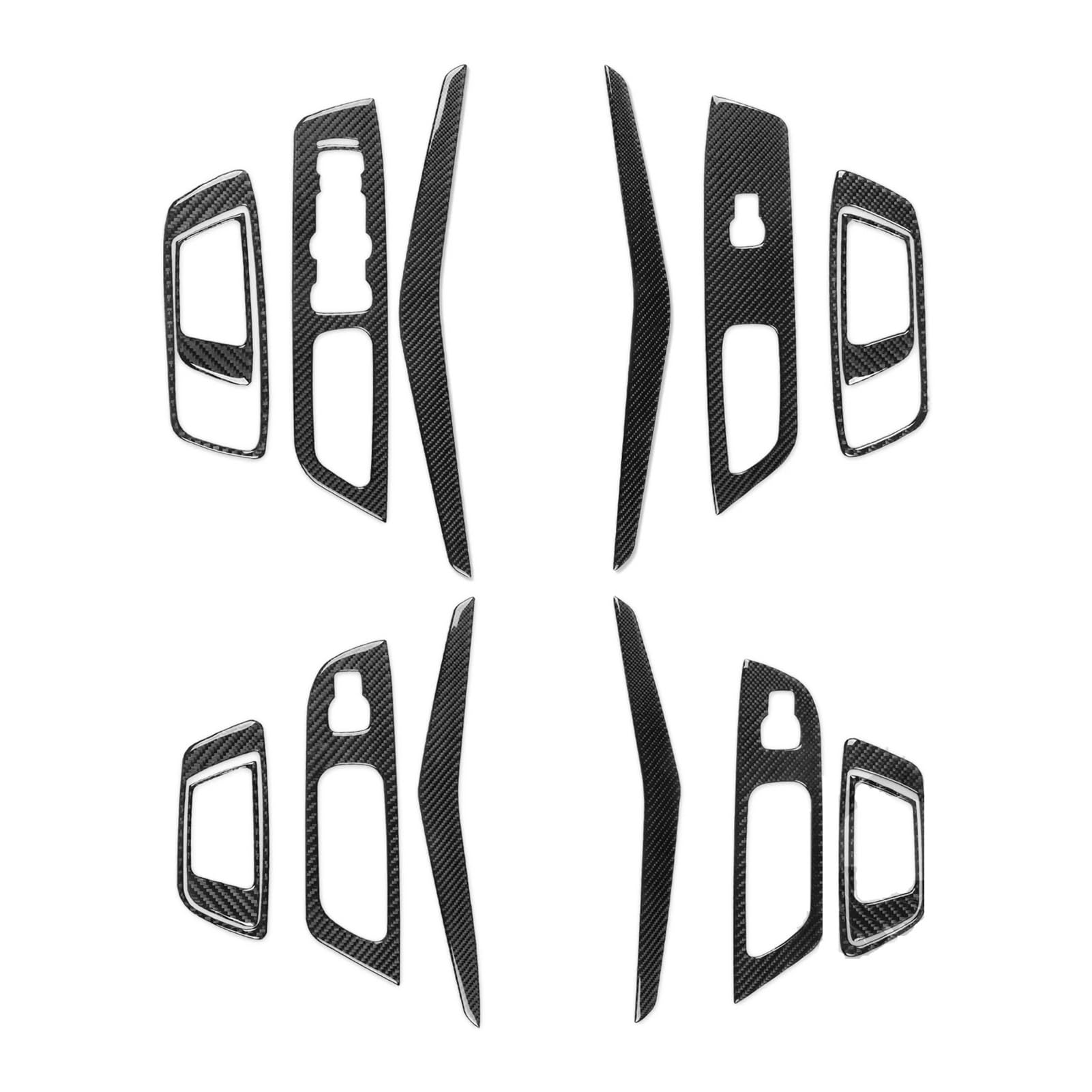 VNHLOTVJL Real Carbon Fiber Door Armrest Window Lift Switch Panel Trim Set Sticker Compatible for EcoSport 2018-2025 Car Accessories(LHD)