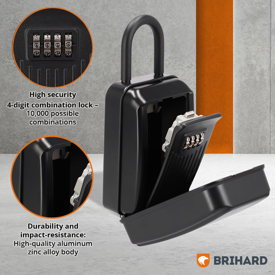 Brihard Key Lock Box (Removable Shackle XL), Black - Image 3