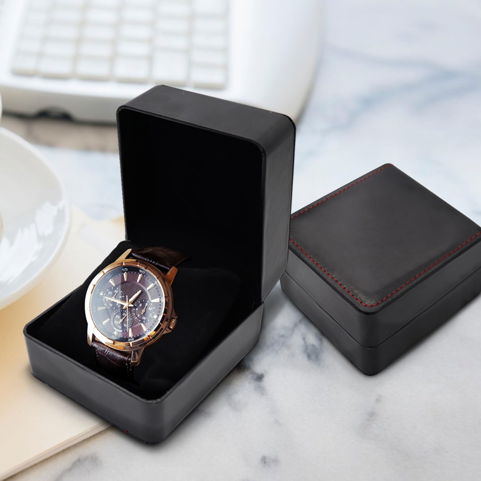 Boîte à Montre Individuelle Avec Coussin Amovible, En Cuir PU Pour Montres Bracelets Montres Connectees Et Bracelets Noir 90734243