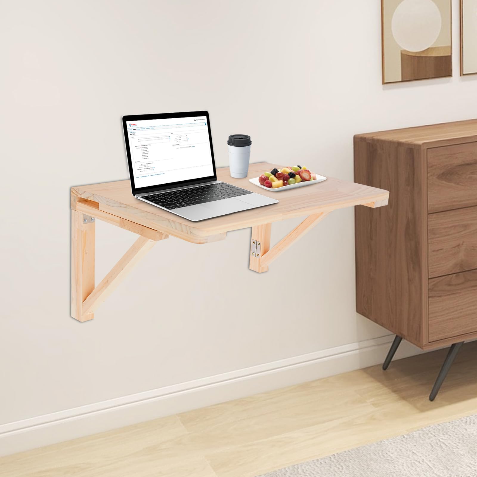 Mesa plegable de pared, de madera de pino, plegable y ahorra espacio, para balcón, oficina, baño, caravana, almacén, garaje, salón, estudio, dormitorio, cocina, lavadero (60 x 40 cm)