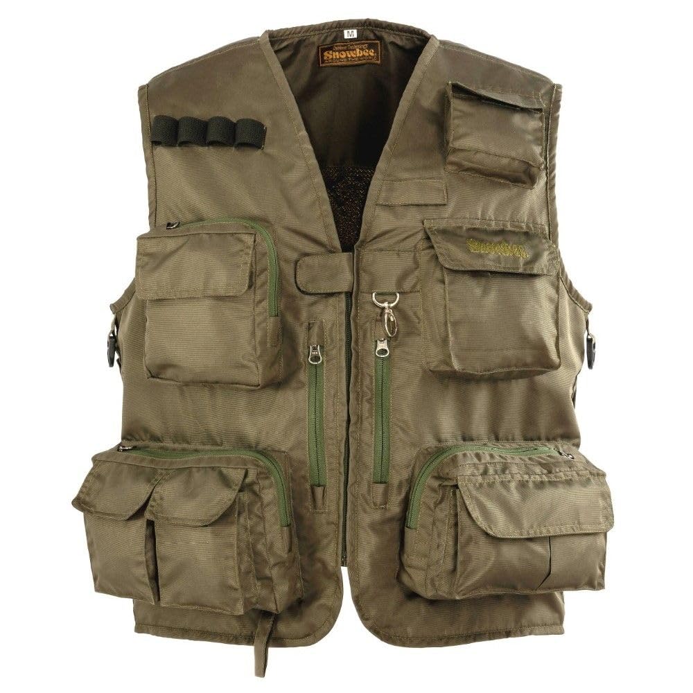 Snowbee Unisex Olive Green All Seasons Fly Fishing Vest - Lightweight, Breathable & Quick-Drying | Fishing Gear With Adjustable Fit & Multiple Pockets - Ideal For Outdoor Fly Fishing & Angling - Small
