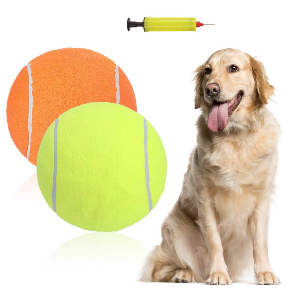 EXPAWLORER Dog Toy Ball-9.5’’Giant Tennis Balls for Dogs,Floating Big Dog Toy Balls,Interactive Large Tennis Ball for Dogs with Inflating Needles for Indoor Outdoor Training Playing Sports