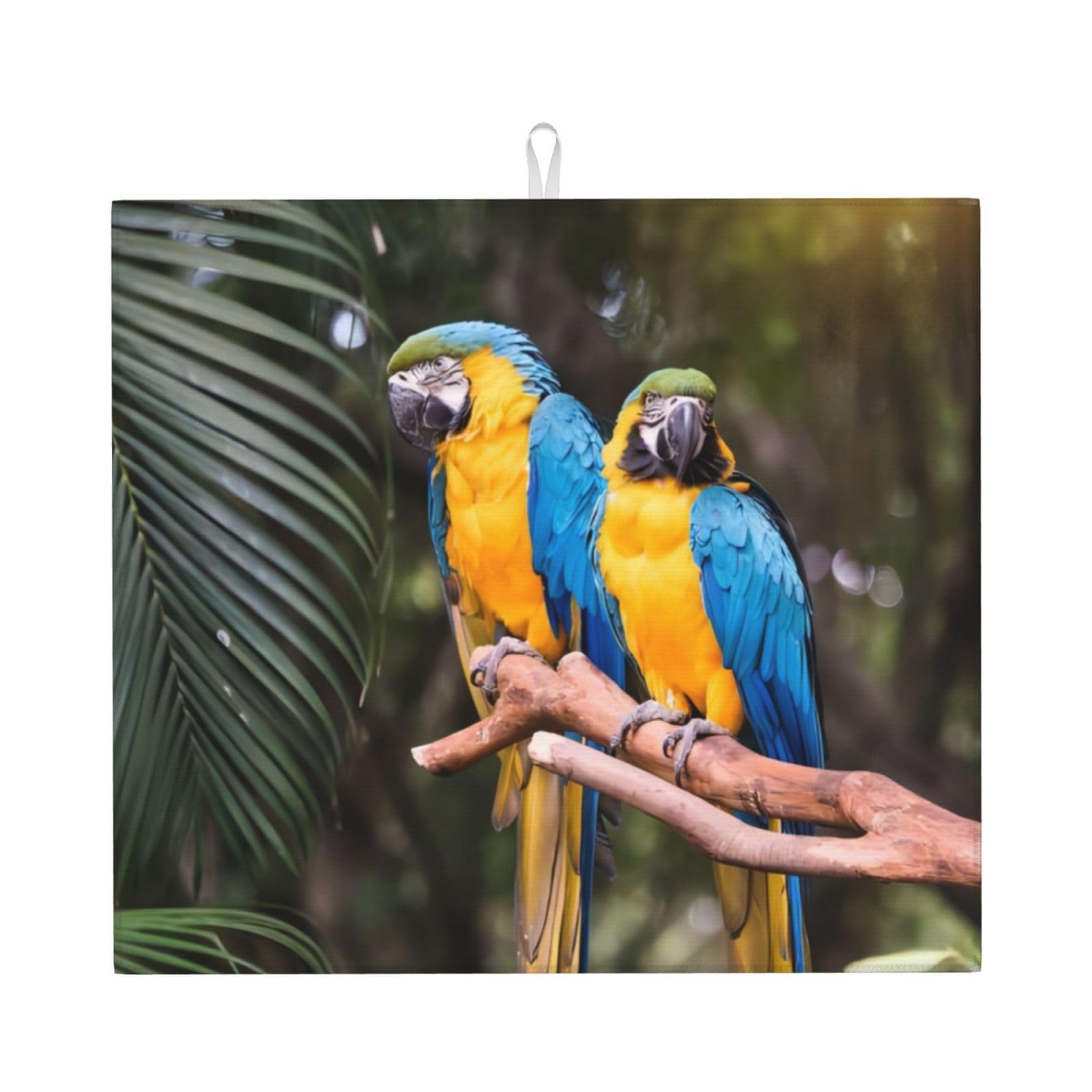 Yyhwhjde Black Parrots Prints Kitchen Drying Mat – Absorbent Dish Throw For Countertop, Non-Slip Layer With Vibrant Prints, Ideal For Housewarming
