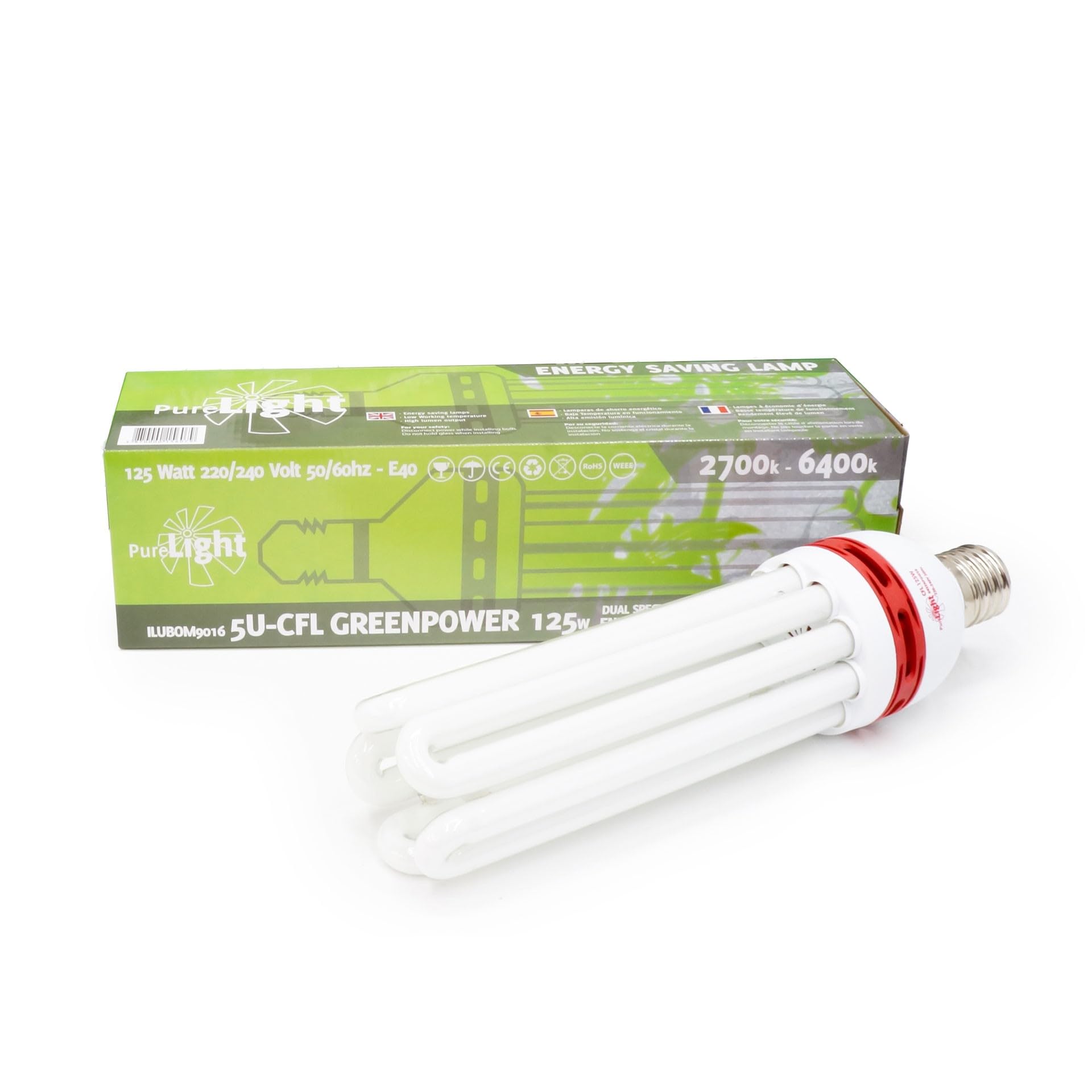 Bombilla CFL 125W Greenpower para cultivo | Temperatura de color ajustable 2700K y 6400K | Eficiencia energética | Bombillas de crecimiento de calidad