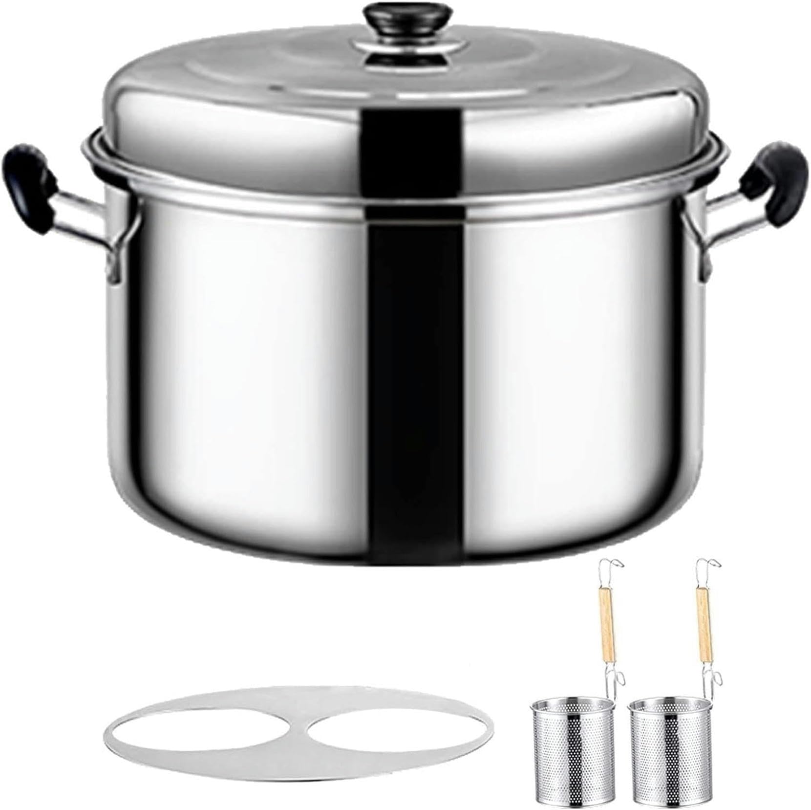 Ollas para Pasta, Olla para Pasta con colador, Olla de Acero Inoxidable para cocinar Fideos y Verduras, Juego de ollas para Sopa de 2/3/4 Agujeros con Tapa, Cocina de Gas y de inducción.