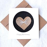 Vista 5 de Tarjeta de boda de algodón de 2 años de Camellia Bees para él, ella, tarjeta hecha a mano para pareja feliz, esposa, marido (02 negro)