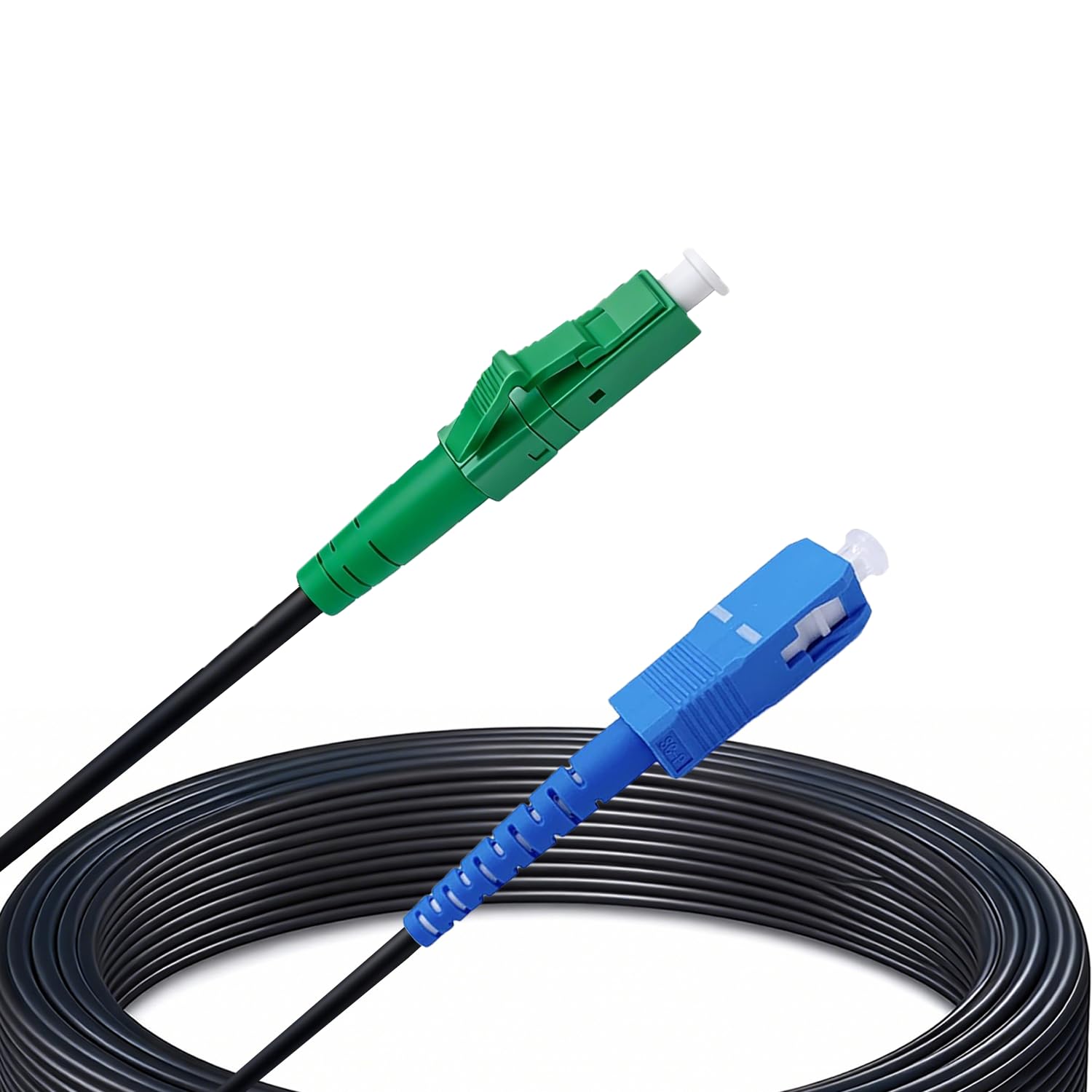 150m LC/APC zu SC/UPC Singlemode Glasfaserkabel 3,0 mm, G657B3 OS2 Simplex, LSZH, Schwarz, Niedrige Dämpfung, FTTH Anschlusskabel,Kompatibel mit FRITZ!Box,150 Meter