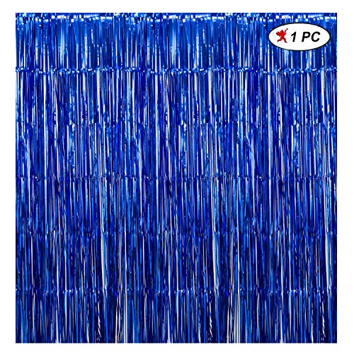Image of Party Propz Blue Foil Curtain 4 Pc Birthday Decoration | Birthday Decorations Curtains | Birthday Decoration Items | Foil Curtains For Decorations | Birthday Curtains For Decoration (Foil)