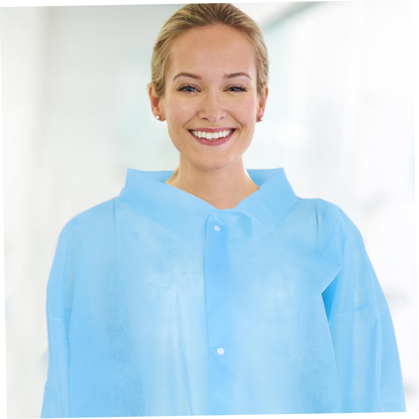 VILLCASE 10 Pezzi Camice da Laboratorio Usa e Getta Non Tessuto, Blu, Leggeri e Comodi per Ambienti di Lavoro
