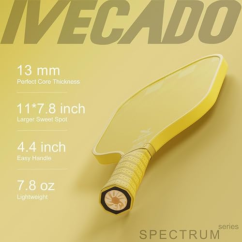 Miniatura 9 de Ivecado Paleta de pickleball de fibra de carbono aprobada por USAPA - Raquetas de bola de pepinillo con núcleo de panal más gruesas, regalo con