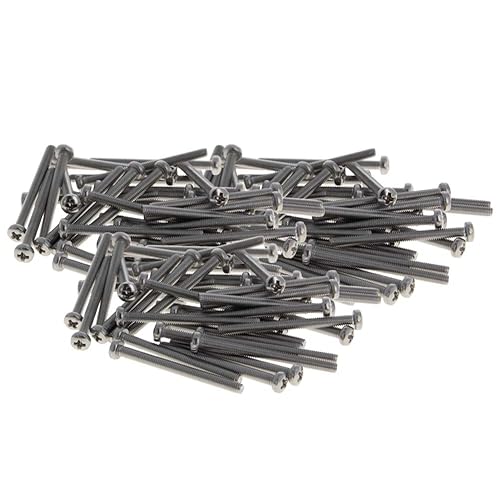 Miniatura 198 de MroMax 30 tornillos de máquina Phillips de cabeza plana M2 x 0.197 in, acero inoxidable 304 18-8, rosca completa, tornillos de cabeza cruzada gris