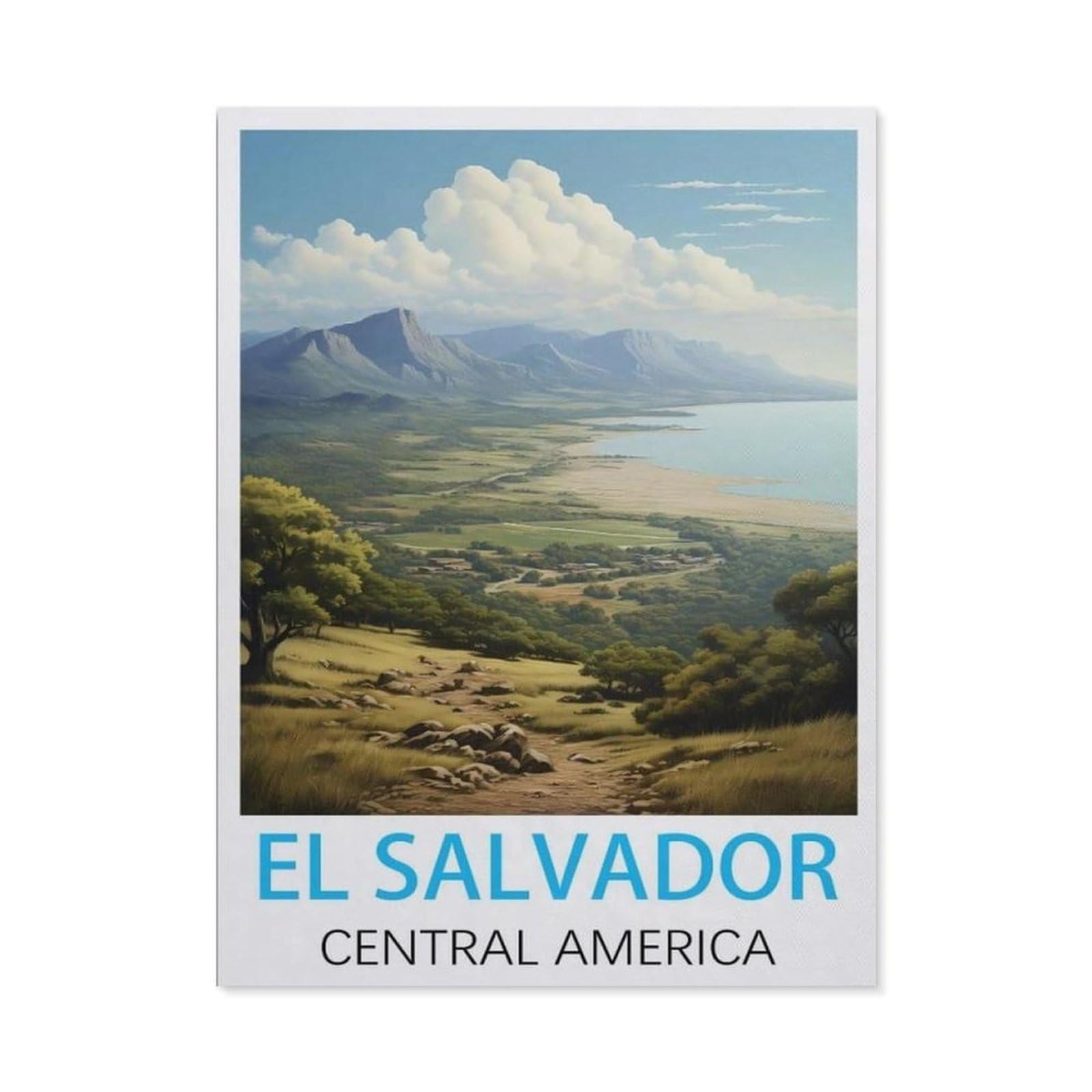 BEAYODKP DIY Diamond Painting，El Salvador Central America Vintage Travel Posters，Cross Stitch Full Drill 5D Embroidery Mosaic Wall Decor Art（30 x 40 cm/11.81 x 15.74 inches）-BZ15