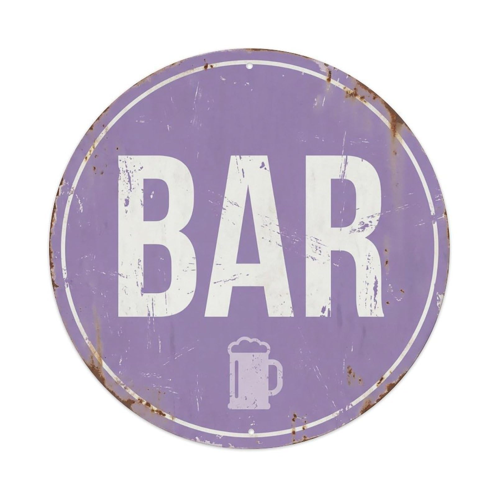 Vintage Beer BAR Lavender Purple Retro for Pub Metal Tin Sign