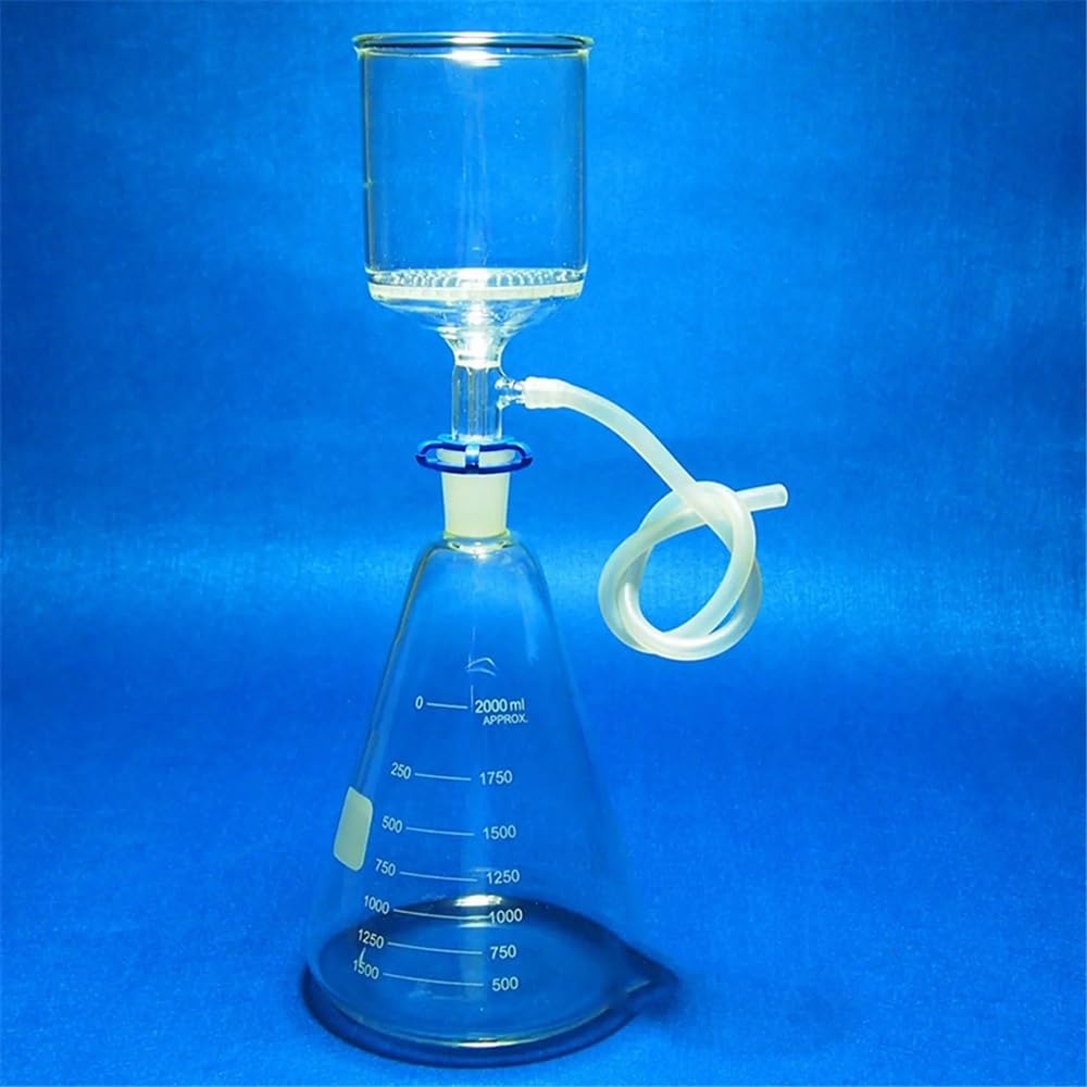 Equipos y suministros de laboratorio Unidad de filtración por succión 2000 ml, embudo 90 mm, matraz 2 litros y bomba vacío