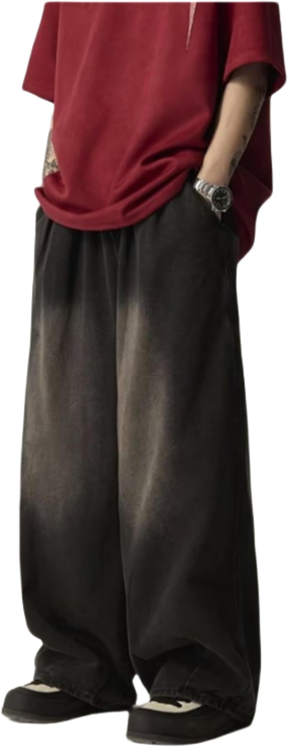 FCOOLYEETMens Baggy Jeans for Men Women Y2k Hip Hop Skater Pants Wide Leg Jnco Jeans Loose Fit Denim Jeans Streetwear
