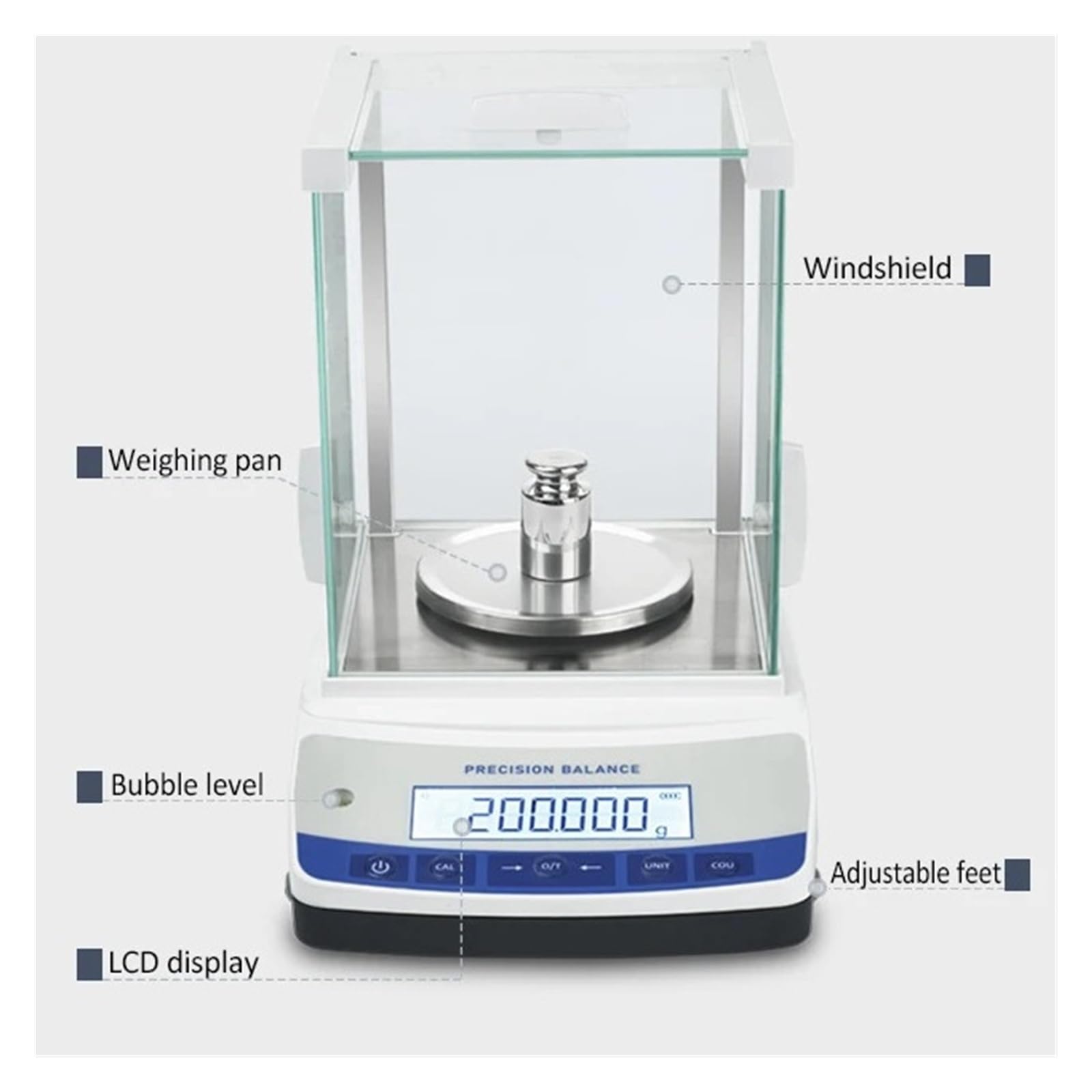Laborwaage, 0,001 g, Labor-Analysenwaage, digitale Schmuckwaage, 1 mg Präzision Mehrere Funktionen(400g x 1mg)