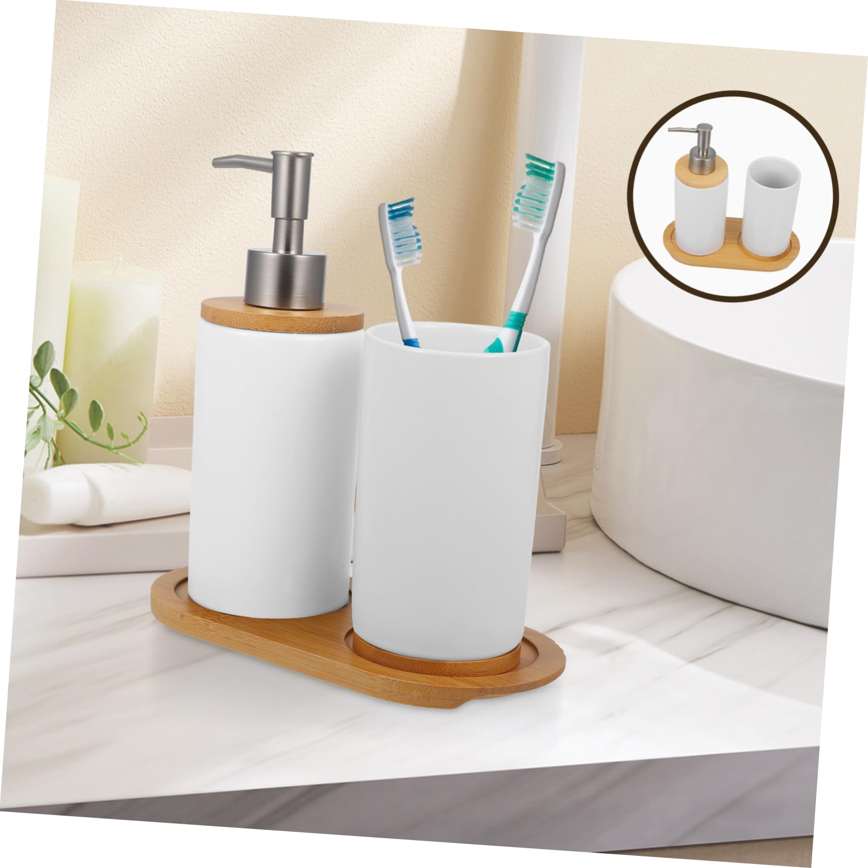 Alipis Ceramiczny Kubek Na Szczoteczkę Do Zębów Dozownik Do Balsamu Uchwyt Na Szczoteczkę Do Zębów Akcesorium Do Łazienki