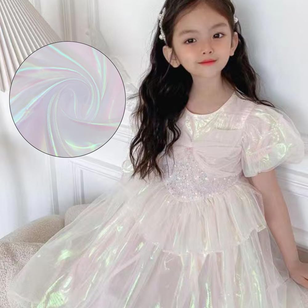 15mx150cm Schillernder Organzastoff Grün Gradient Organza Spitzenstoff Magisch Glänzend Stoffband Bunt transparenter Stoffe zum Nähen Tüllstoff Dekostoff für DIY Kostüm Hintergrund Hochzeit