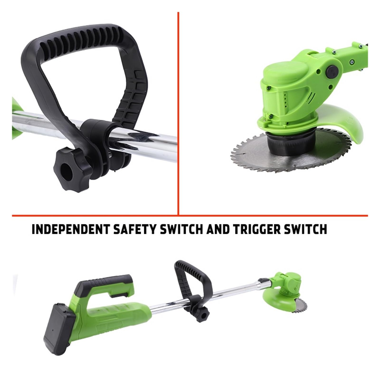 Elektryczna kosiarka do trawy 2 szt. Akumulator litowo-jonowy Bezprzewodowa podkaszarka do trawy 6 W automatyczne zwalnianie Przecinak do żyłki Przycinanie Narzędzia ogrodnicze (Color : Rood, Size :