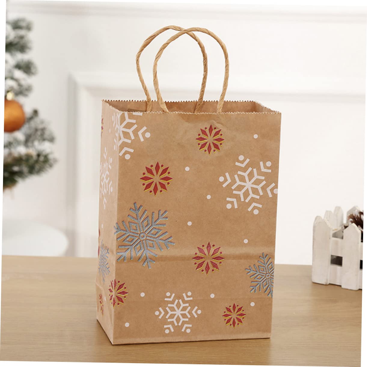PRETYZOOM 20pezzi Sacchetti Regalo di Natale Fiocco di Sacchetti Regalo di Natale Manici per Bomboniere di Carta per Regali Tema Natalizio