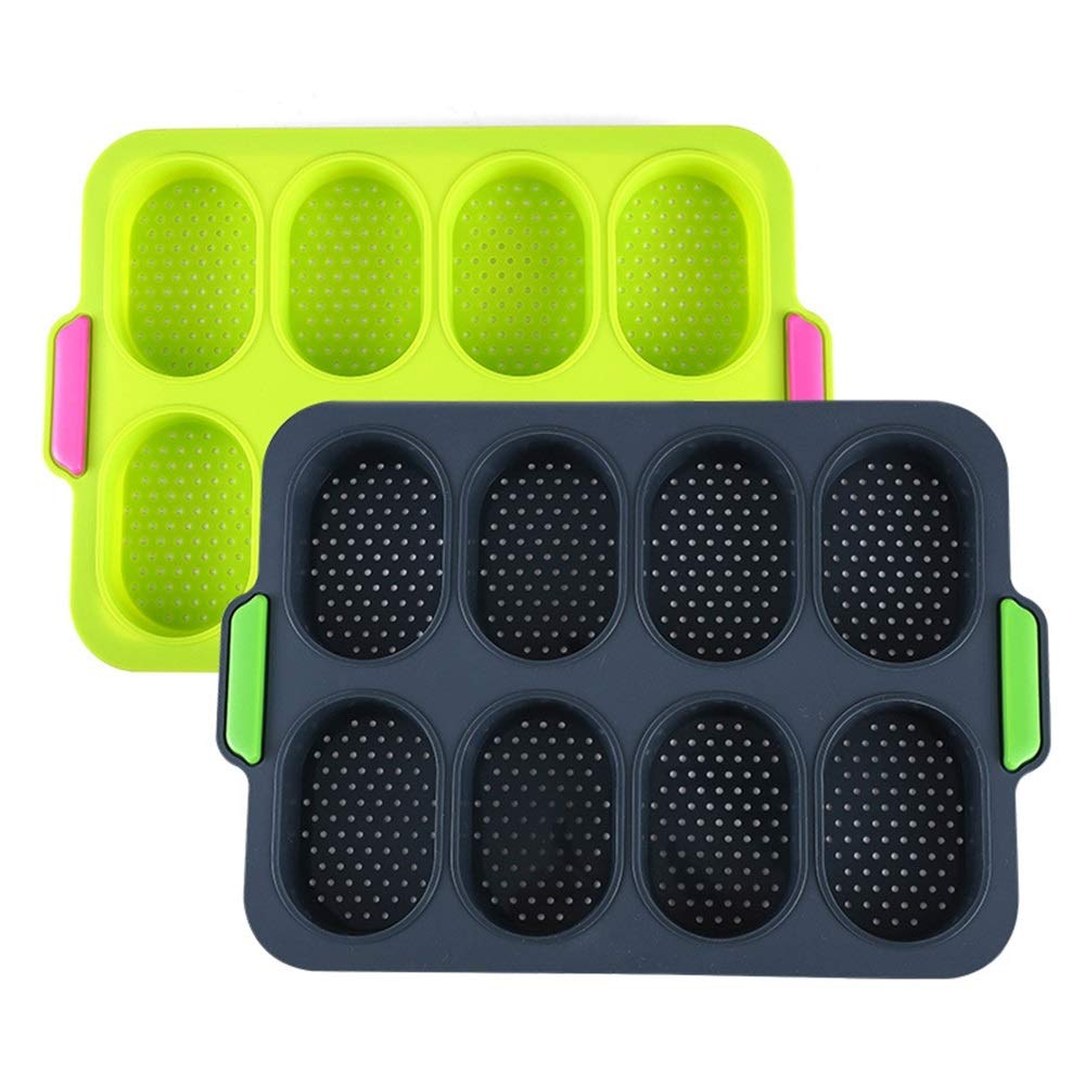 Moldes para Hornear Pan molde de la torta del silicón Baguette hornada hornear el pastel bricolaje Herramienta para La Cocina(Verde)