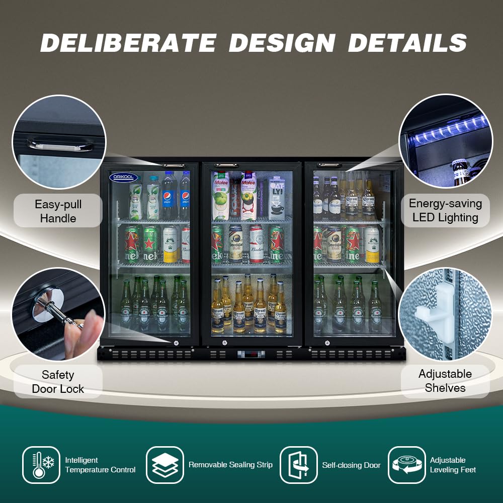 Mikibama Beverage Refrigerators Cooler 53 Inch 3 Glass Door Back Bar, 480 Cans Commercial Display Bar Fridge For Beer Wine And Drink 11.3 Cu.Ft on Fridge.com - View 6