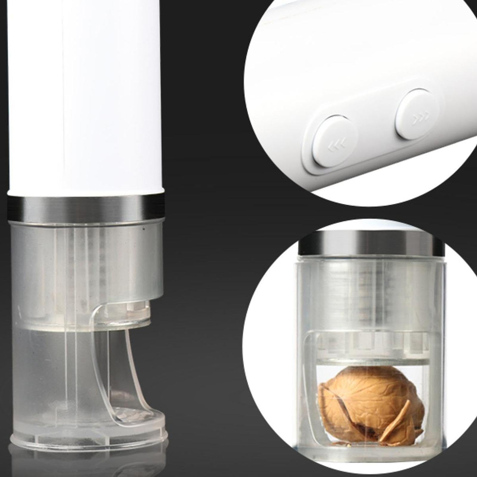 Cascanueces Eléctrico Multifuncional con USB para Avellanas, Pelador Eléctrico de Frutos Secos, Abridor de Piñones y Nueces Pecanas, Blanco, Individual