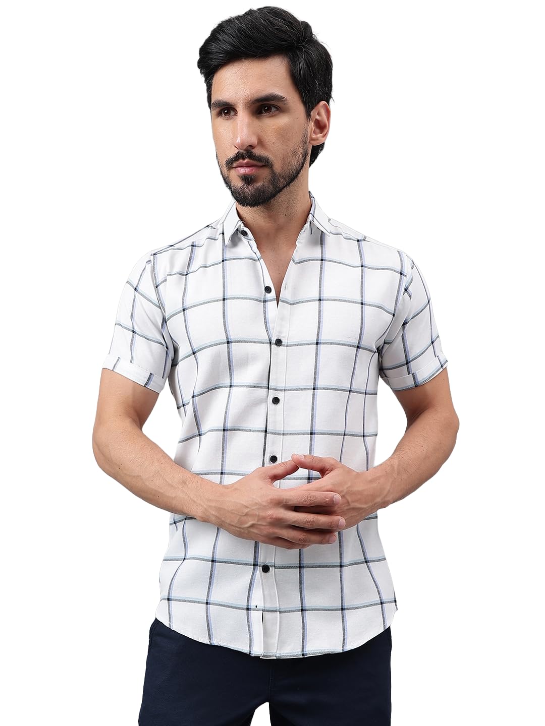 VoroxyMen Regular Fit Checkered Spread Collar Casual Shirt (HS_1201_Series)