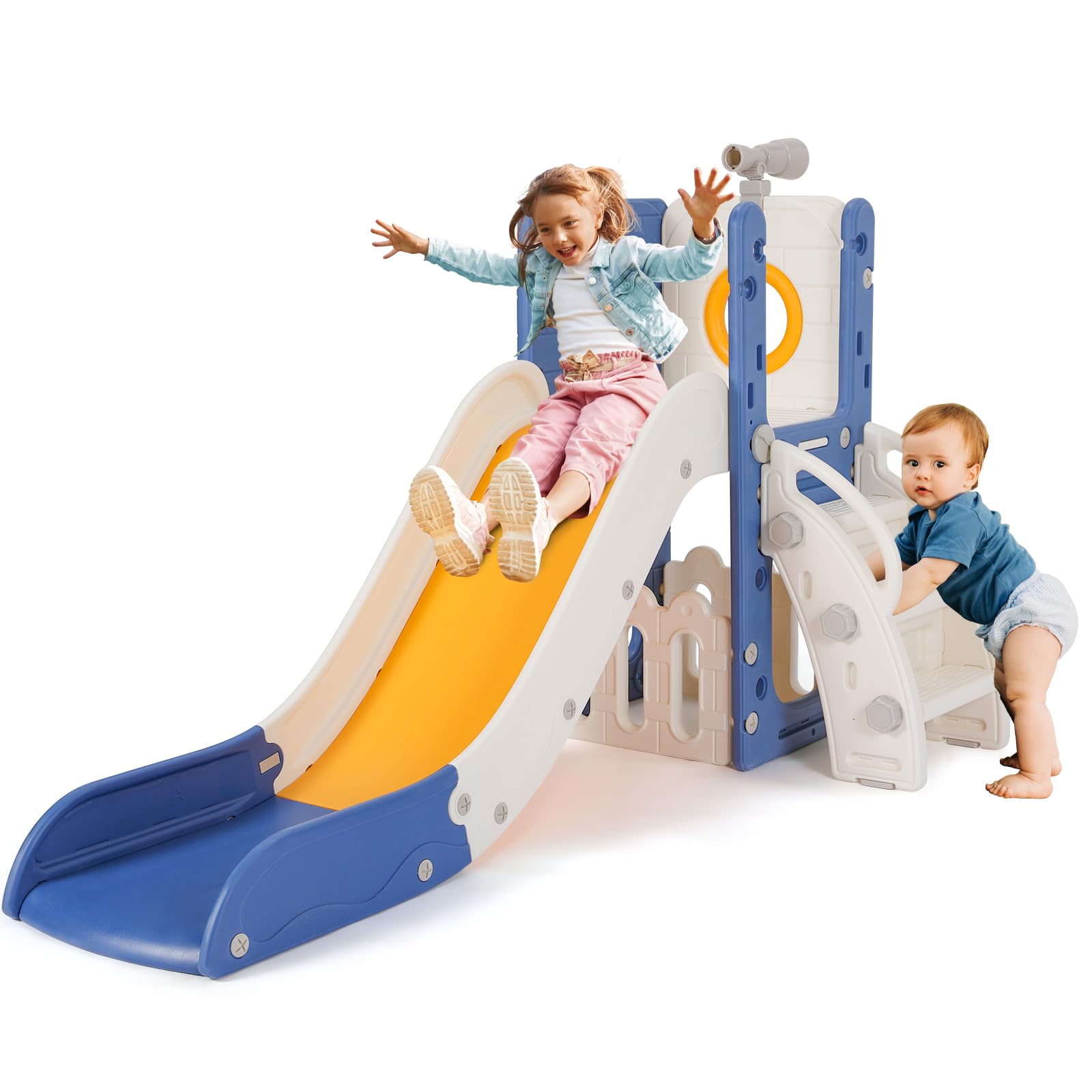 MAMIZO Kinderrutsche mit Stauraum und Spielteleskop