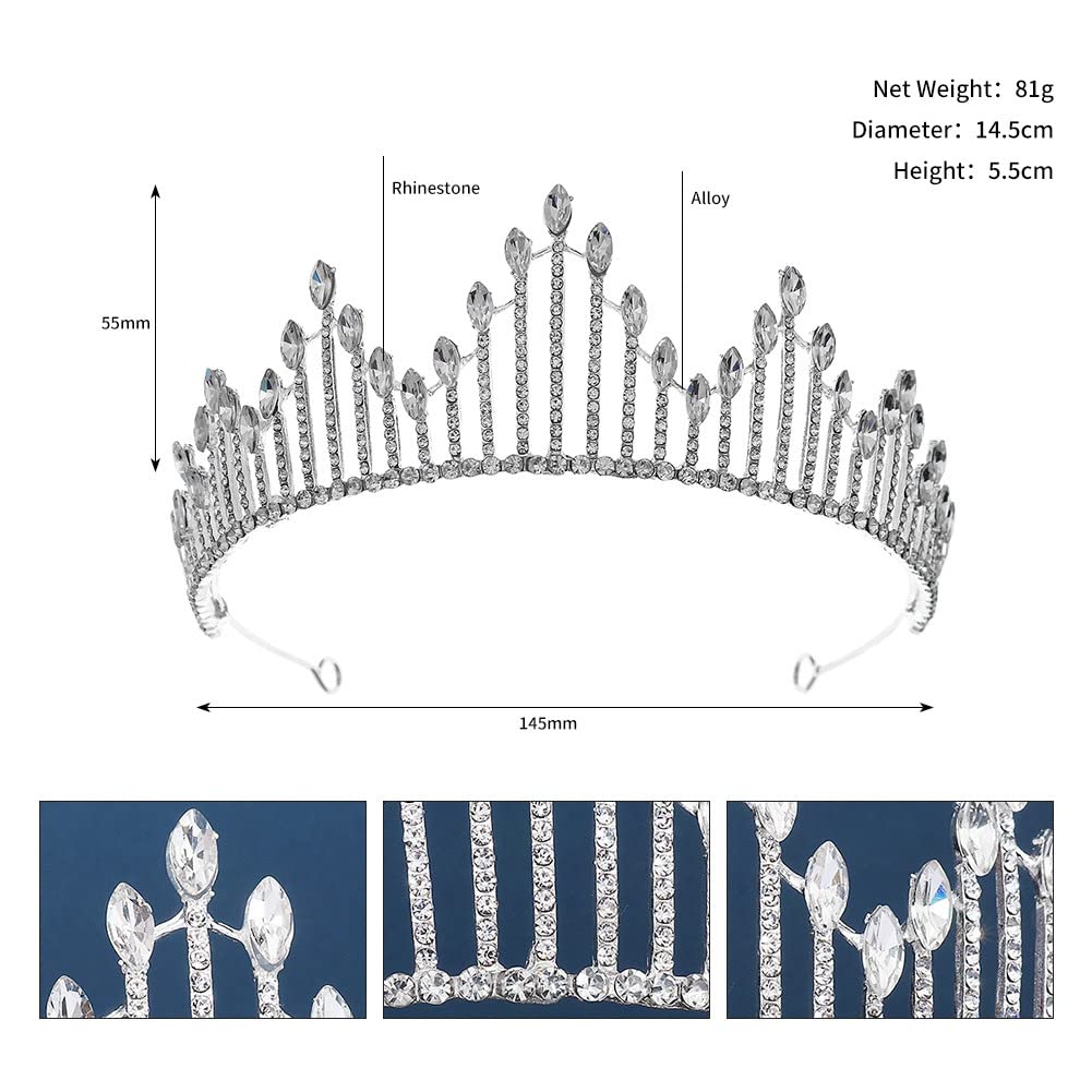 Diadème Couronne Strass Cristal - Baroque, Pour Mariage, Bal, Fête Princesse