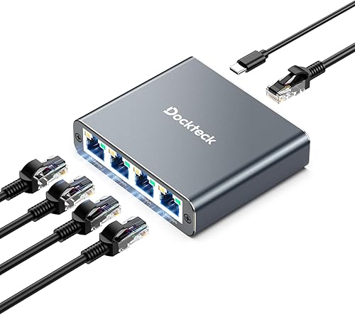 Divisor Ethernet 1 a 4 de 1000 Mbps, divisor de cable de Internet dockteck de 1 en 4 salidas, conmutador de red Gigabit para puerto LAN RJ45,