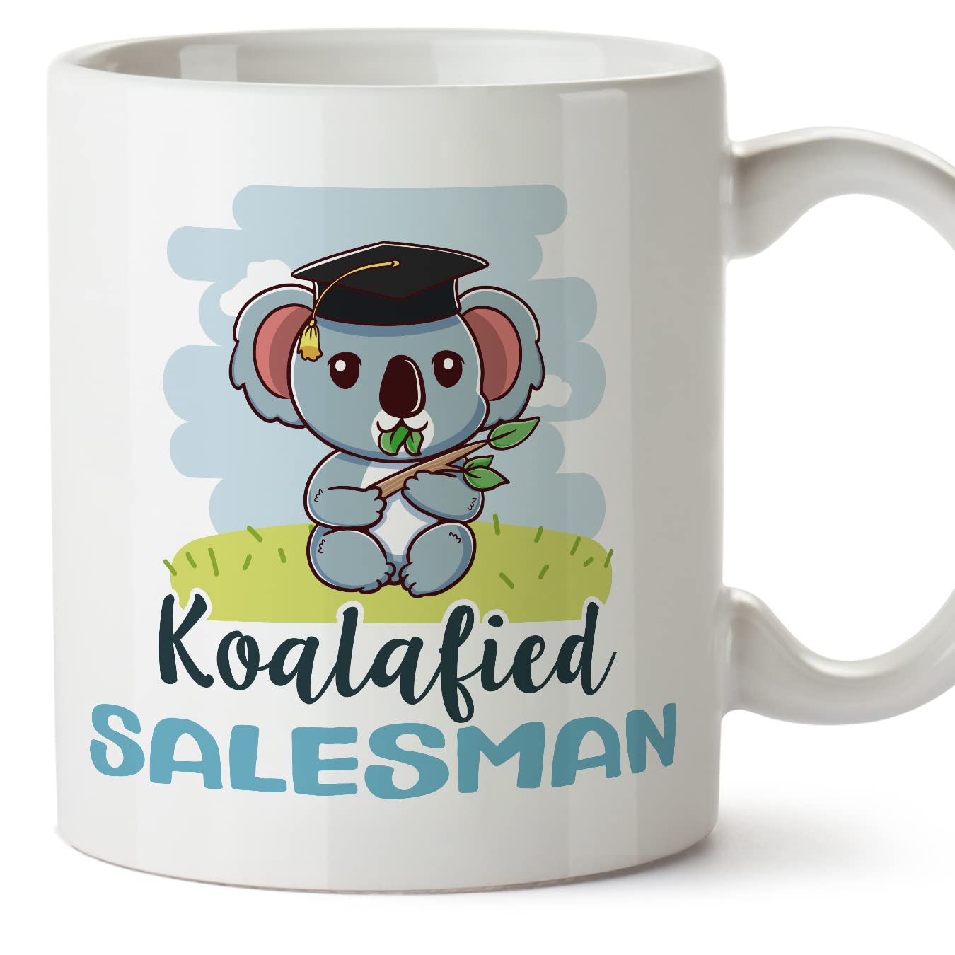 MUGFFINS Salesman Man Mug - in English - Koalafied - Funny Gift for Colleagues - Ceramic 11oz Mug