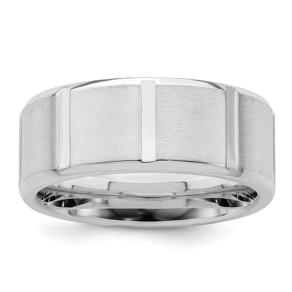 925 Sterling Silver 8mm Brushed Wedding Ring Band Size 10.5 Fancy Classic Beveled Edge Fine Jewellery For Women Gifts For Her