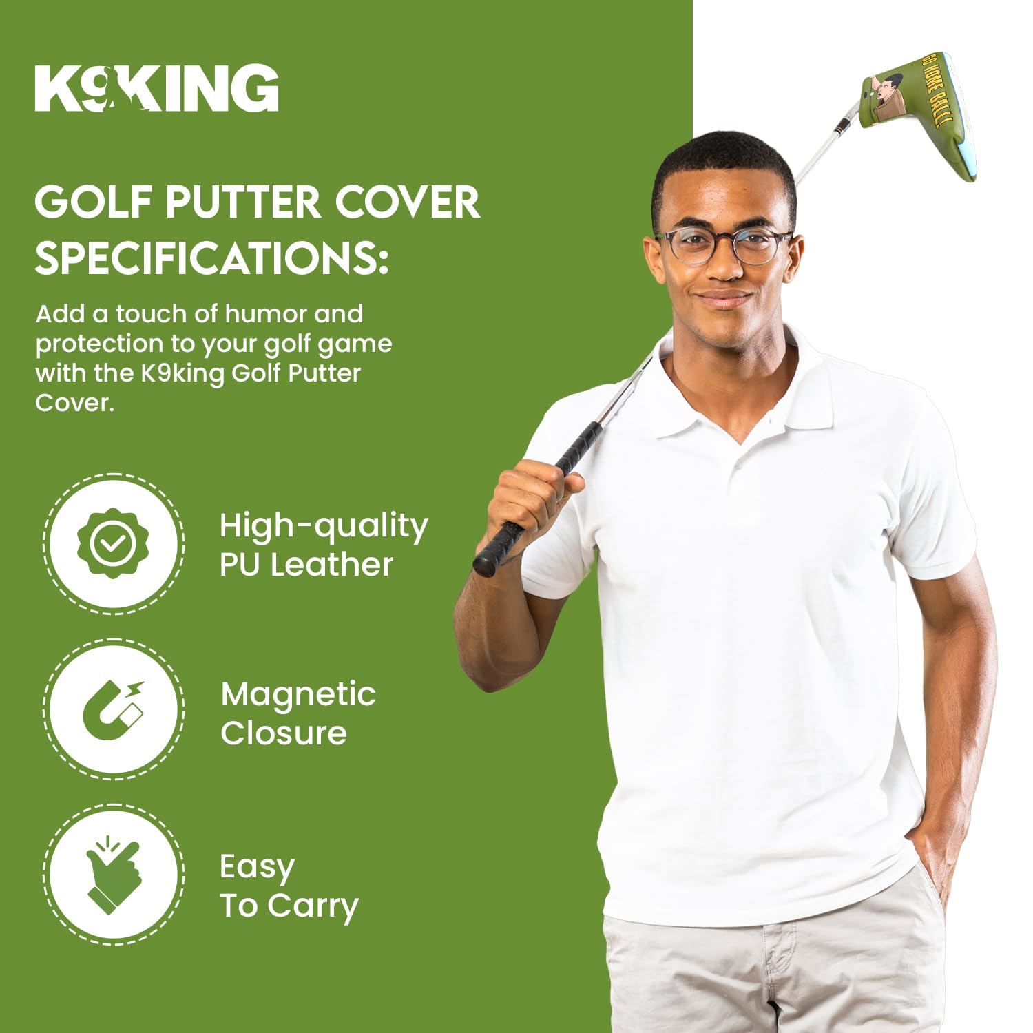 Funda para putter de golf, protector de palo de golf de alta calidad con cierre magnético, accesorios de golf esenciales para hombres con protección premium para palos de golf, accesorios de golf
