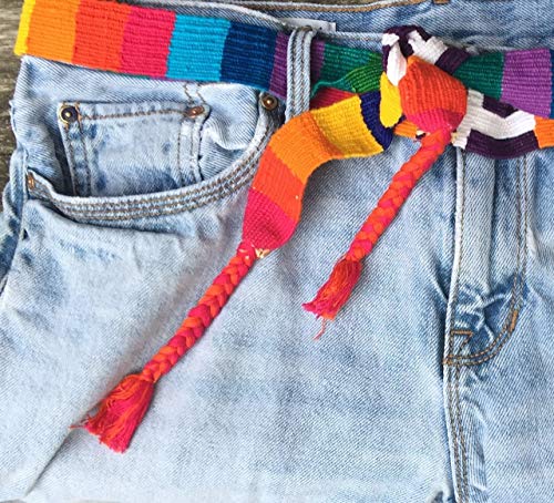 Colorful Traditional Belts, Multi Color with Cross Motifs, Handmade Hat Band, Wrap Around Self Tie, 1 x 45 Inches4