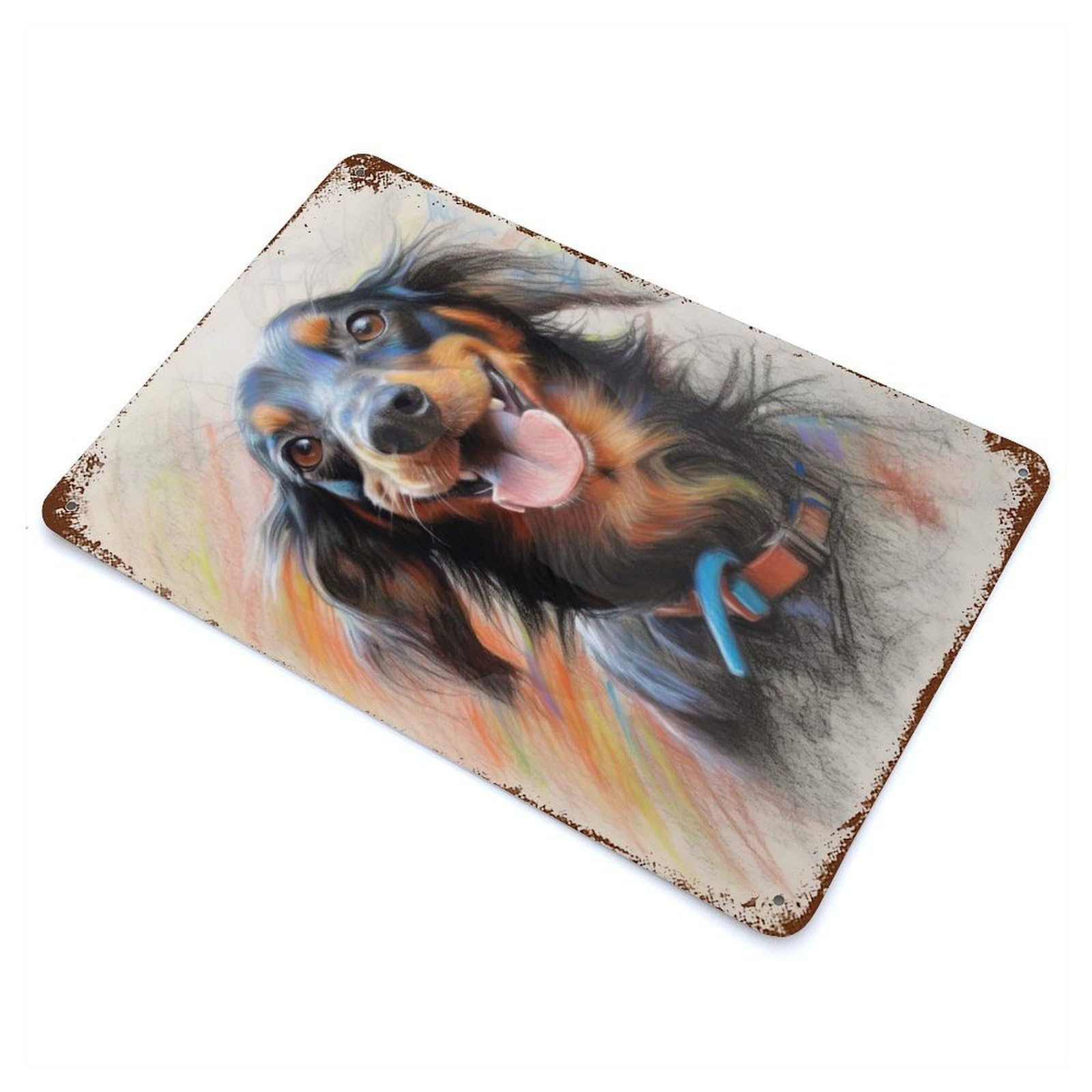 Dachshund Sketch Decorative Tin Sign 11.8"x7.9", for Bistro, Counter And Cafe Decor, Classic Wall Plaque