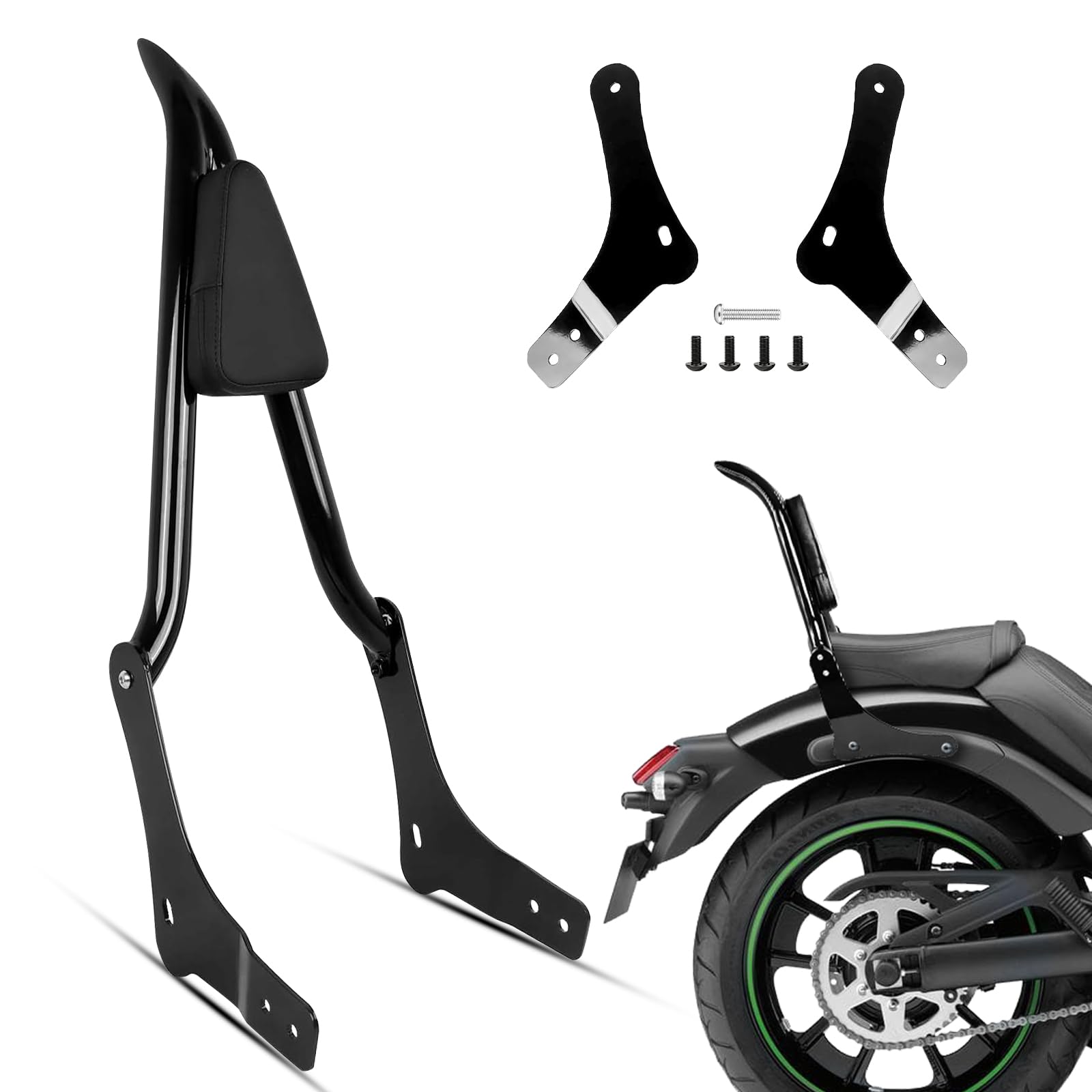 Photo 1 of totiancong 16'' Rear Passenger Sissy Bar for Kawasaki Vulcan S EN 650 VN650 S650 650cc 2015-2023, Gloss Black