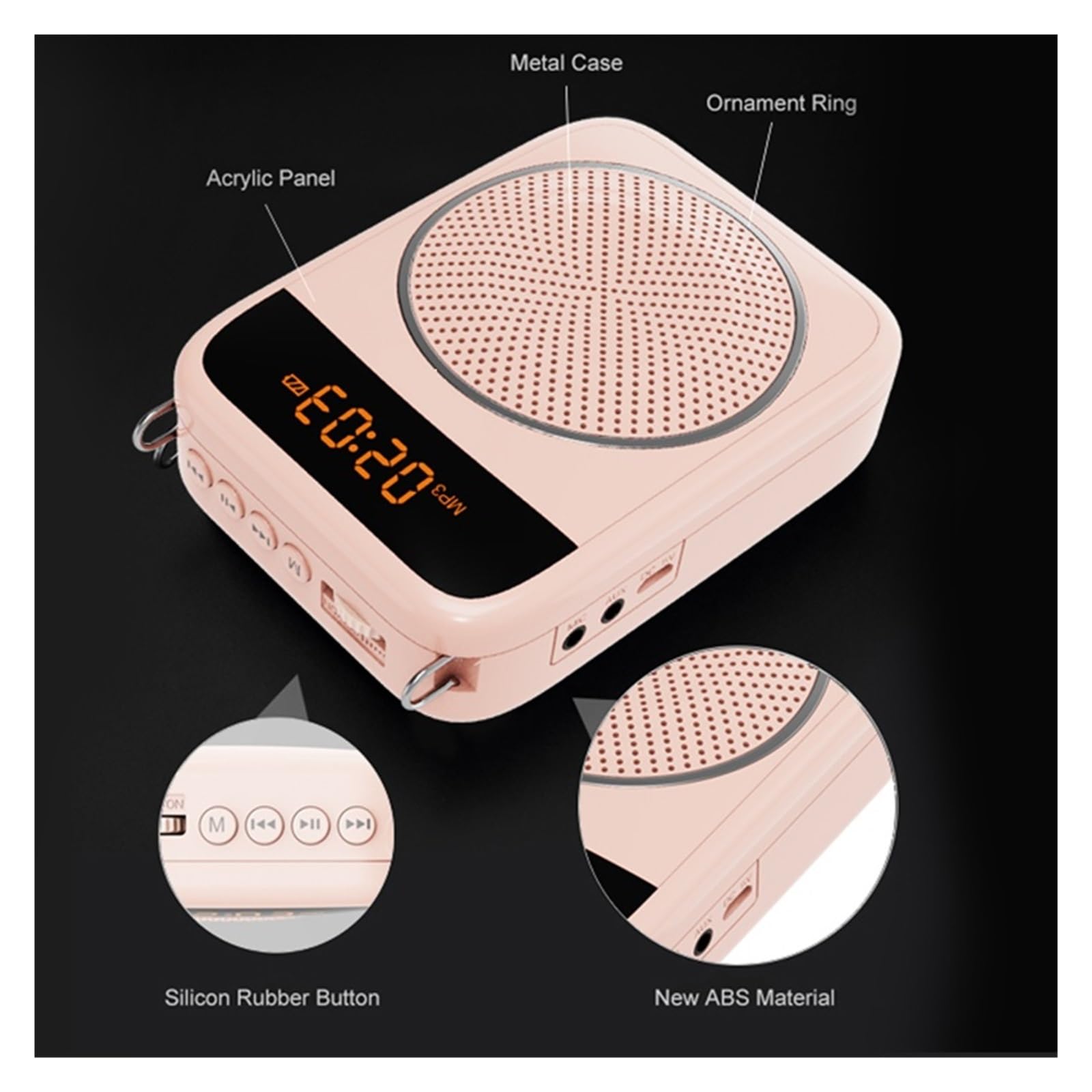 Amplificador de voz con micrófono Amplificador De Voz Portátil De 15 W, Micrófono Con Cable, Audio, Altavoz Compatible Con Bluetooth, Guía For Profesores E Instructores Batería de larga duración, lige