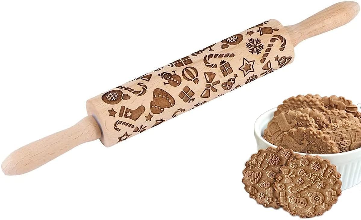 Amazon.co.jp: クッキーローラー クッキー型 ?棒 クリスマス柄 模様